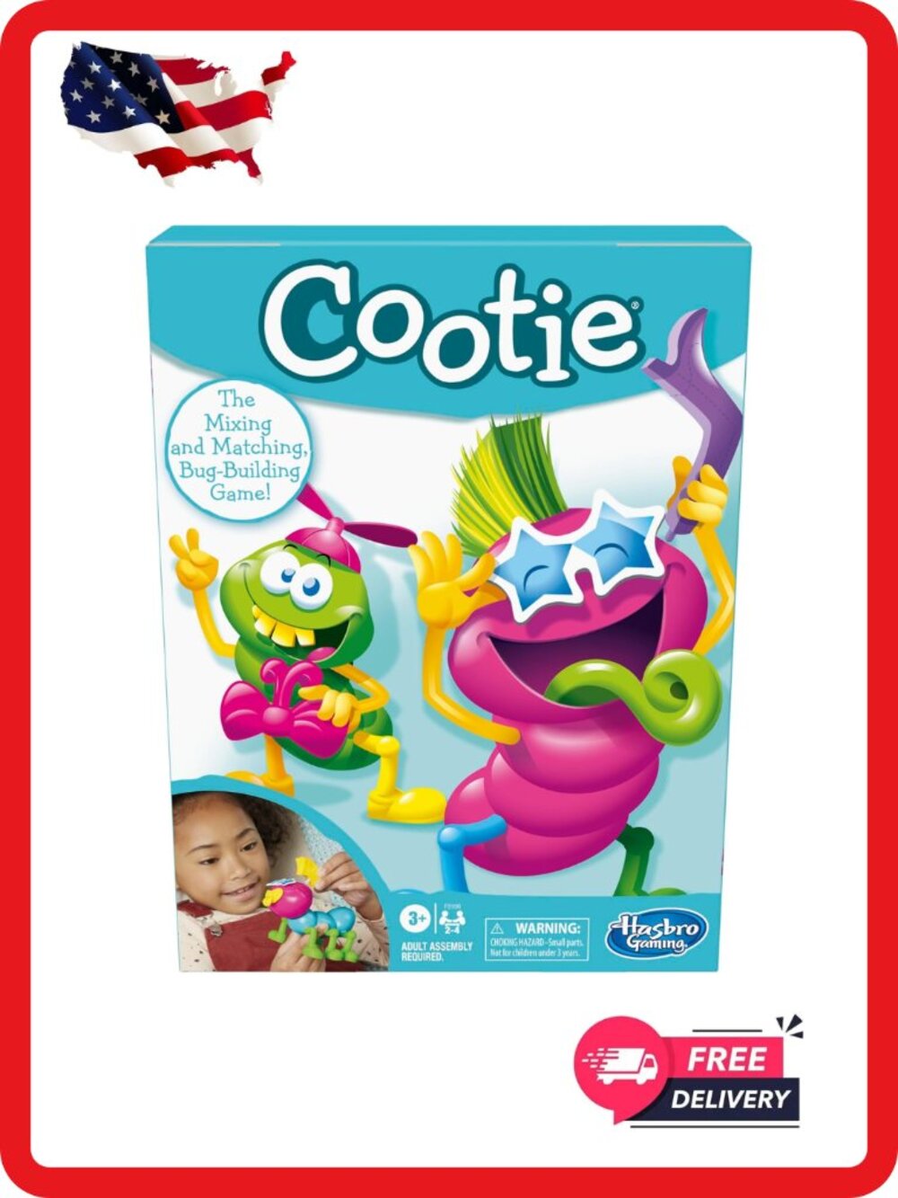 Hasbro Cootie Bug Building Game Preschool Board Game for Kids Ages 3+